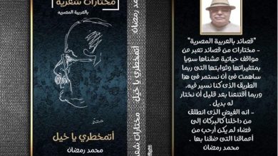 أمسية شعرية للشاعر محمد رمضان لمناقشة ديوان " أتمخطرى ياخيل " بعد غدا الثلاثاء 18 نوفمبر،